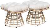 2 Pieces Swivel Outdoor Ottomans for Patio Foot Rest, PE Rattan Wicker Ottoman with Cushions - Photo 1