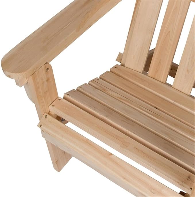 Pemberly Row Traditional Cedar Wood Folding Adirondack Chair, Beige Finish, 37"H x 28"W x 29.5"D, Ergonomic Design, Indoor or Outdoor Patio, Porch, Backyard, Low-Maintenance Moisture-Resistant Wood