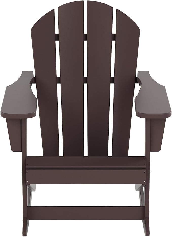 WO WESTIN OUTDOOR HDPE Laguna Outdoor Rocking Poly Adirondack Chair, Dark Brown