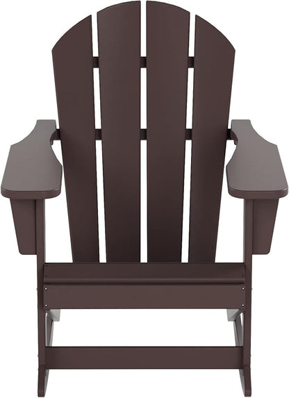 WO WESTIN OUTDOOR HDPE Laguna Outdoor Rocking Poly Adirondack Chair, Dark Brown
