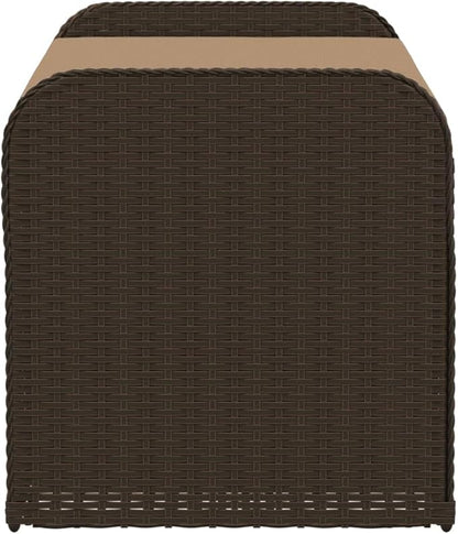 Storage Bench Brown PE Rattan, Powder-Coated Steel Frame, Foam Medium Cushion, 2-Seater Outdoor Patio Furniture, Weatherproof Garden Bench Patio Bench