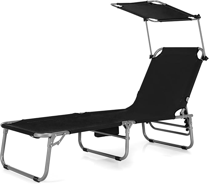 Tangkula Outdoor Folding Chaise Lounge Chair, 5-Fold Reclining Beach Chair - Photo 9