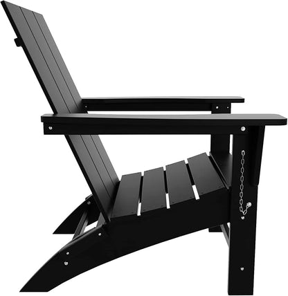 WestinTrends Ashore Modern Outdoor Folding Adirondack Chair (Set of 2), Black