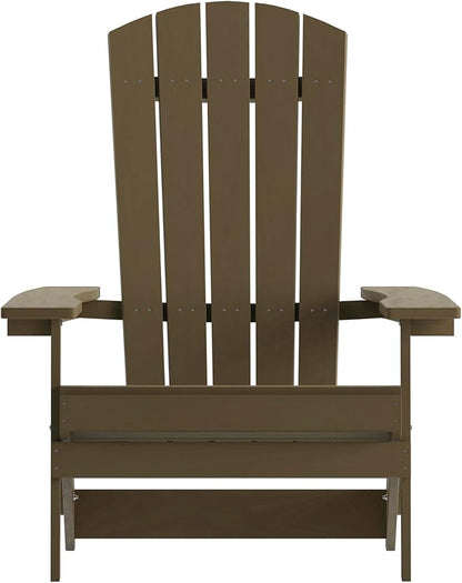 Flash Furniture Charlestown Folding Adirondack Chair - Mahogany - Poly Resin - Indoor/Outdoor - Weather Resistant - Set of 2