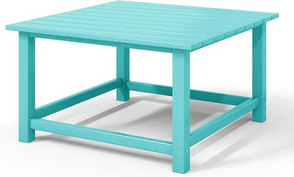 WestinTrends Malibu Low Outdoor HDPE Square Patio Coffee Table, Turquoise
