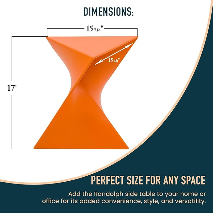 LeisureMod Randolph Modern Vanity Side Table, Orange - Photo 3