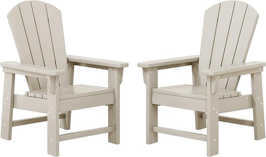 WestinTrends Malibu Kids Outdoor Adirondack Plastic Patio Chair (Set of 2), Sand