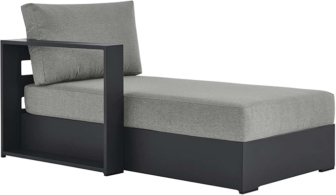 Modway Tahoe Aluminum Outdoor Chaise Lounge Gray with Weather-Resistant Cushions, Modular Left-Facing Patio Lounger for Pool Furniture or Sectional Sofa Set