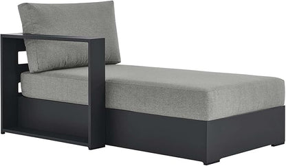 Modway Tahoe Aluminum Outdoor Chaise Lounge Gray with Weather-Resistant Cushions, Modular Left-Facing Patio Lounger for Pool Furniture or Sectional Sofa Set