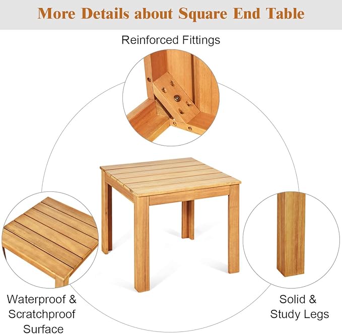 Giantex Adirondack Chairs with Table, 3PCS Wooden W/Two Lounger Chairs with One Side Table for Yard, Patio, Garden, Poolside and Balcony Outdoor& Indoor Adirondack Chairs with Table Set