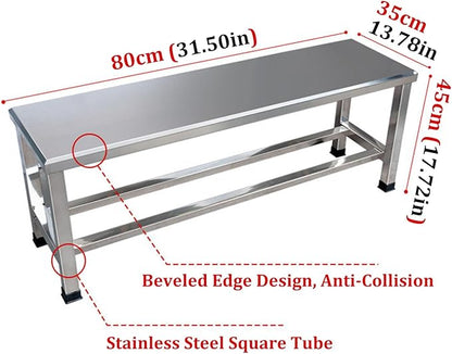 304 Stainless Steel Metal Garden Benches for Outdoors Weatherproof Park Bench Backless Outdoor Benches for Patio Lawn Entryway Shoe Changing, 250kg Load Capacity(80cm(31.50in))