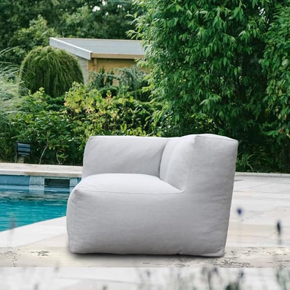 Dineli Modern Coner Chair Arm-Rest Chair Outdoor Furniture Comfy Patio Couch Sofa Outdoor Bean Bag Chair Creating a Unique Patio Garden Modular Contemporary Sofa, Lazy Sofa for Outside (Light Gray)