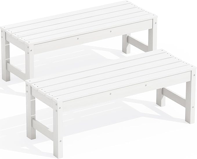 SERWALL 47 Inches Outdoor Bench Set of 2 - Photo 1