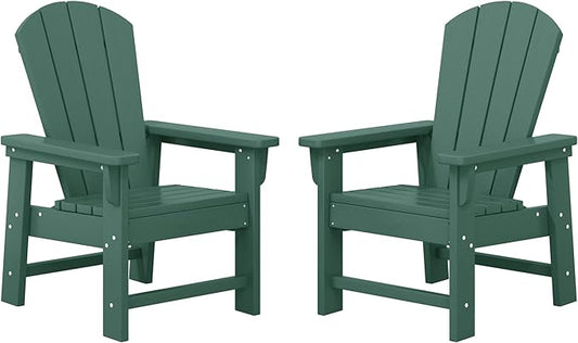 WestinTrends Malibu Kids Outdoor Adirondack Plastic Patio Chair (Set of 2), Dark Green