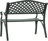 Vintage Green Garden Bench Cast Aluminum and Cast Iron Outdoor Seating with Floral Design for Patio Balcony Relaxation - Photo 6