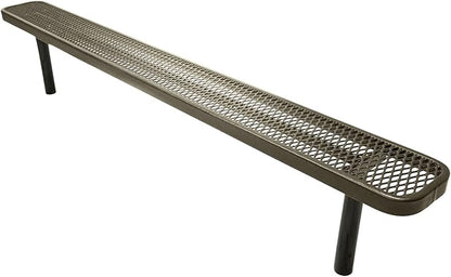 COATEDOUTDOORFURNITURE Heavy-Duty Outdoor Bench Thermoplastic Coated, Expanded Metal, Commercial-Grade Seating, Made in America (Inground Without Back, 8 Ft, Textured Gold Vein)