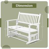 Tangkula 2 Person Outdoor Glider Bench, Poplar Wood Patio Swing Glider Loveseat with Armrests, Slatted Seat & Backrest - Photo 3