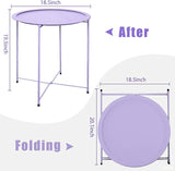 Garden 4 you End Table 2 PCS Metal Side Table Purple Round Folding Tray Cyan Sofa Small Accent Fold-able Table - Photo 3