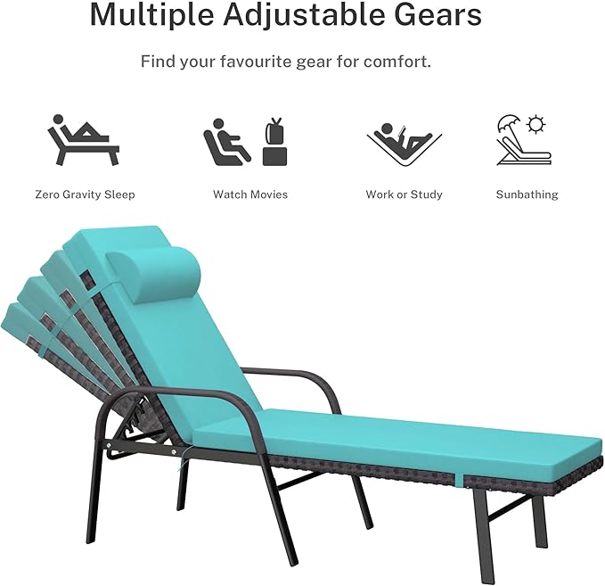Patio Chaise Lounge Set 3 Pieces Pool Lounge Chairs - Photo 4