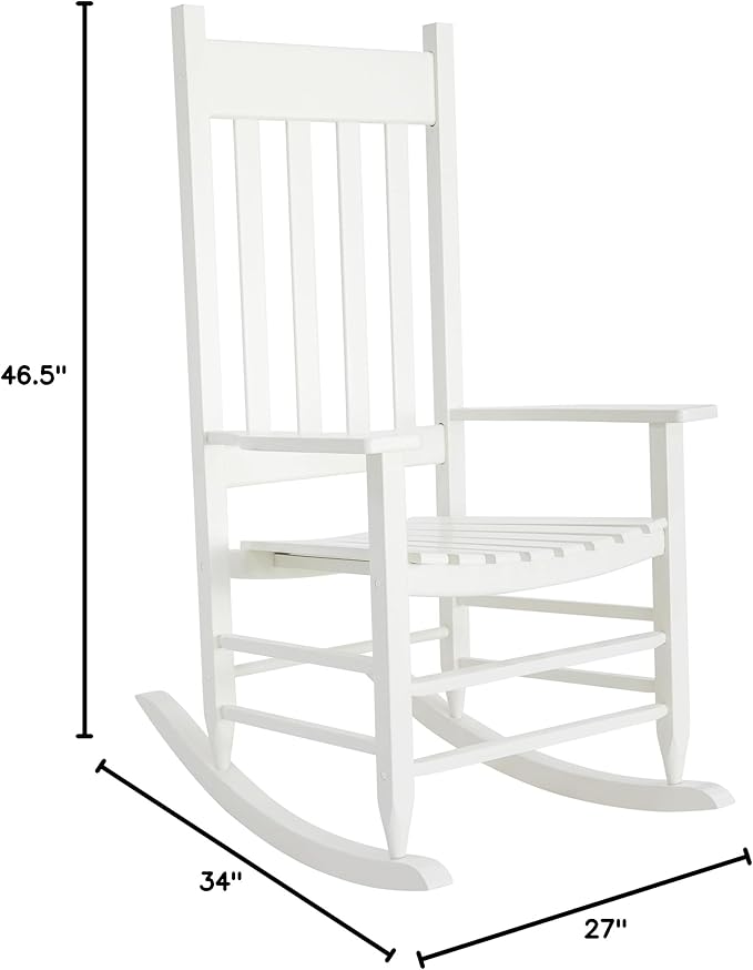 HOMESTEAD Wooden Rocking Chair for Indoor and Outdoor, FSC Acacia Wood, Supports up to 250 LB (White)