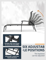 HAPPATIO Patio Chaise Lounge Set 3 Pieces, Patio Lounge Chair with Glass Coffee Table - Photo 6