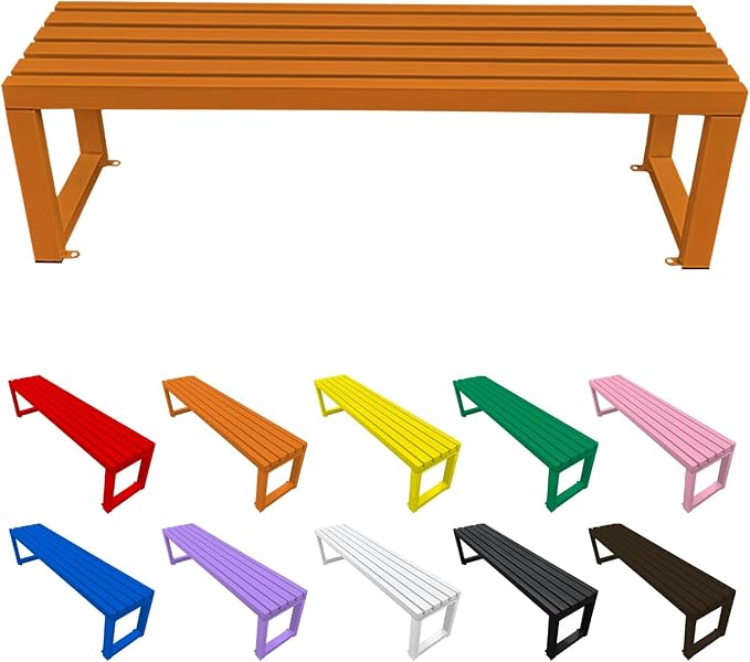 Metal Garden Bench Outdoor Seat 2-Person Patio Benches Park Bench Backless Chair Front Porch Seat 3.3ft 3.9ft 4.9ft 5.9ft Weatherproof Chair for Yard Porch Lawn(Orange,4.9ft)