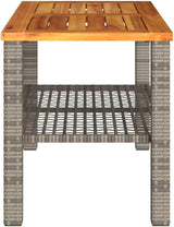 Grey PE Rattan Medium Durable Garden Table with Acacia Wood Top, 4-Person Seating - Photo 6