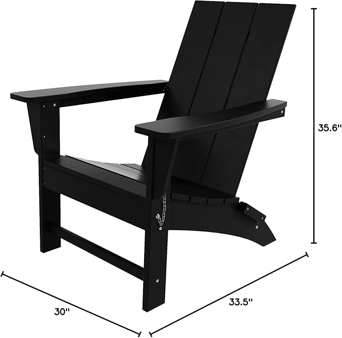 WestinTrends Ashore Modern Outdoor Folding Adirondack Chair, Black