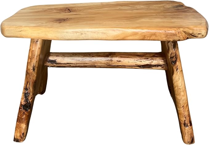 THY COLLECTIBLES Handcrafted Natural Edge Cedar Wood Stool Versatile Indoor/Outdoor Garden Bench, Nightstand, End Table, and Plant Stand - L28in x W14in x H17.5in