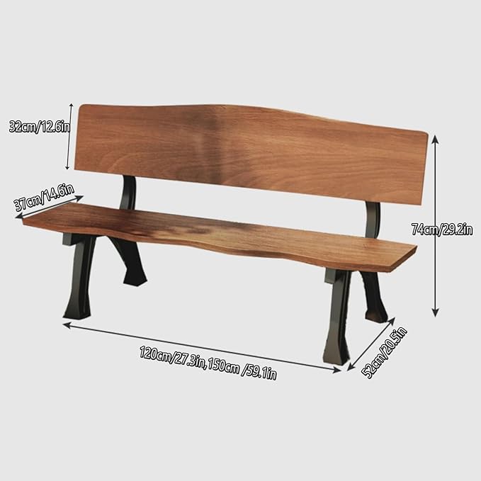 Outdoor Metal Garden Bench, Patio Loveseat Chair for 2-3 People, Durable Park Seating for Lawn, Yard & Porch - 59.1" Size, Perfect Patio Furniture
