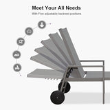 PURPLE LEAF Outdoor Chaise Lounge Set for 2 Aluminum Patio Chaise Lounger Chairs with Armrest and Wheels Adjustable - Photo 6