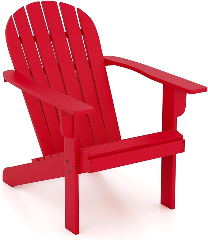 Giantex Acacia Wood Adirondack Chair - Outdoor Fire Pit Chair with 105° Inclined Seat, High Backrest, 4" Wide Armrests, Patio Lounge Chair for Outside, Lawn, Backyard, Garden, Deck, Porch (1, Red)
