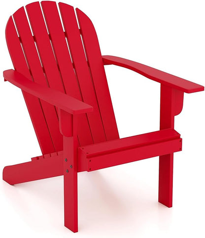 Giantex Acacia Wood Adirondack Chair - Outdoor Fire Pit Chair with 105° Inclined Seat, High Backrest, 4" Wide Armrests, Patio Lounge Chair for Outside, Lawn, Backyard, Garden, Deck, Porch (1, Red)