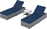 JOIVI Chaise Lounge Chairs Set of 2 w/Coffee Table, 5 Angle Backrest and Removable Cushions - Photo 3