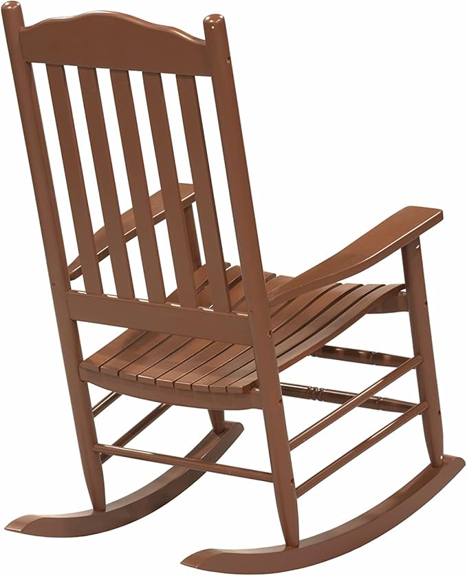 D&F Design Outdoor Rocking Rocker, Wood Rocking Chair with High Back and Curved Seat, UV Treated (Brown), Outdoor and Indoor use