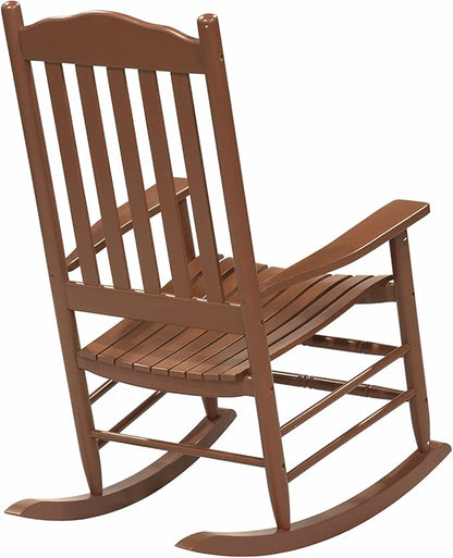 D&F Design Outdoor Rocking Rocker, Wood Rocking Chair with High Back and Curved Seat, UV Treated (Brown), Outdoor and Indoor use