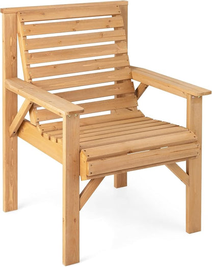 Giantex Outdoor Patio Dining Chairs, Solid Wood Bistro Chairs, Inclined Backrest, Wide Seat, Indoor Outside Chairs for Garden Lawn Porch Yard (1)