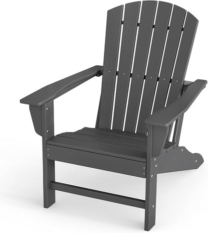BRIOPAWS Adirondack-Chair | Fire Pit Chair | Oversized | HDPE Plastic | Weather Resistant | for Deck Outdoor Poolside Campfire | Grey