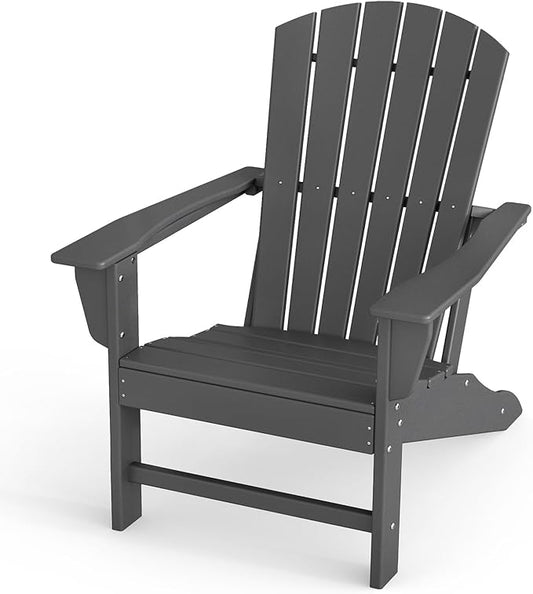 BRIOPAWS Adirondack-Chair | Fire Pit Chair | Oversized | HDPE Plastic | Weather Resistant | for Deck Outdoor Poolside Campfire | Grey