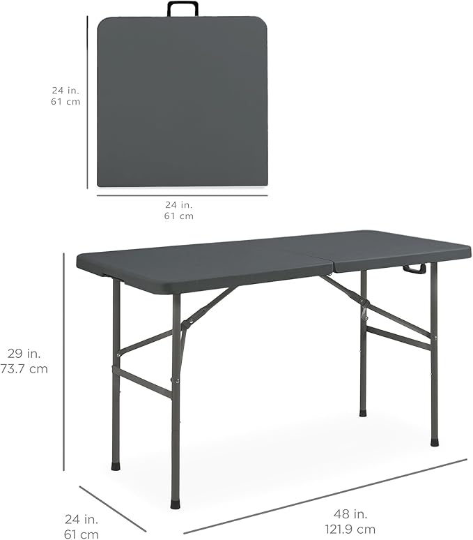 Best Choice Products 4ft Plastic Folding Table, Indoor Outdoor Heavy Duty Portable w/Handle, Lock for Picnic, Party - Photo 2