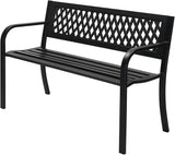 Outdoor Bench, 47 x 20.5 x 30 inches Metal Garden Bench Patio Park Furniture with Plastic Backrest - Photo 7