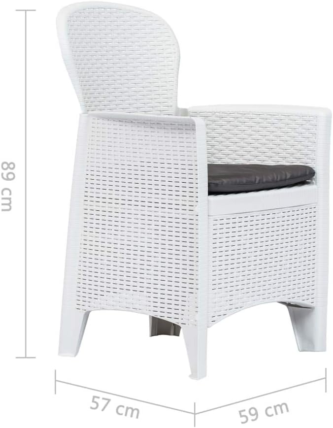 Balcony Furniture Outdoor Wicker Chair Patio Chairs for Patio, Porch, Backyard, Balcony, Poolside and Garden Patio Chairs 2 pcs with Cushion White Plastic Rattan Look