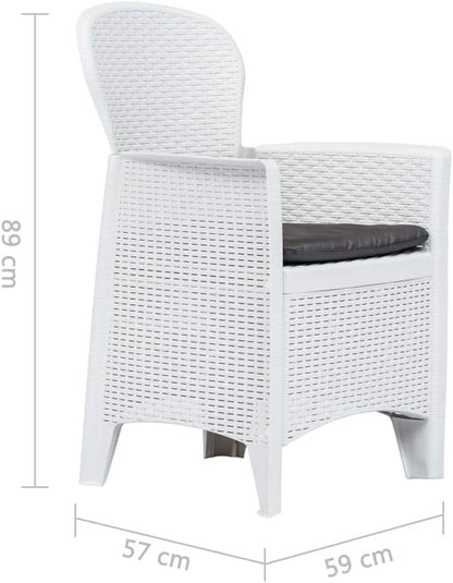 Balcony Furniture Outdoor Wicker Chair Patio Chairs for Patio, Porch, Backyard, Balcony, Poolside and Garden Patio Chairs 2 pcs with Cushion White Plastic Rattan Look