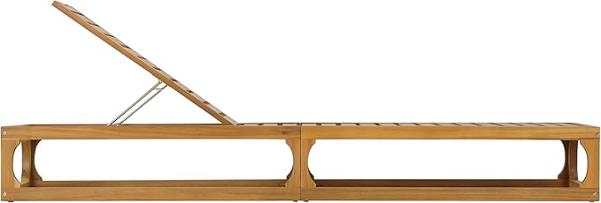 Christopher Knight Home Vauz Patio Chaise Lounge Chair Outdoor, Acacia Wood Poolside Sun Lounger with Slatted Design, Open Frame Pool Lounger with Adjustable Backrest, Natural (Frame Only)
