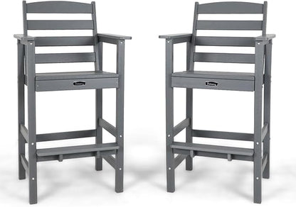 FUNBERRY Bar Height Outdoor Chairs, Tall Adirondack Chairs Set of 2, All Weather HDPE Outdoor Bar Chair for Bistro Patio Balcony