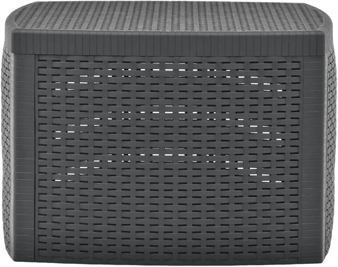 Side Table,Garden Table,Weather Resistant,with Convenient Storage Area for Refreshments,with an Attractive, Flat, Rattan-Look Design,Anthracite 21.3"x21.3"x14.4" Plastic