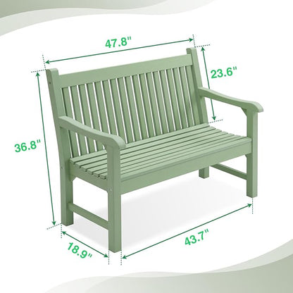 Psilvam Garden Bench, 2-Person Poly Lumber Patio Bench, All-Weather Outdoor Bench that Never Rot, Memorial Bench, Suit for Garden, Porch and Park (Green)