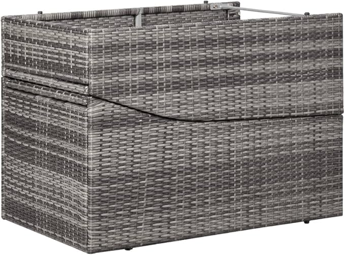 Outdoor Chaise Lounge Folding Grey Rattan Recliner 24.4 x 75.6 x 37.4 in Weather-Resistant Sun Lounger with Dark Grey - Photo 4