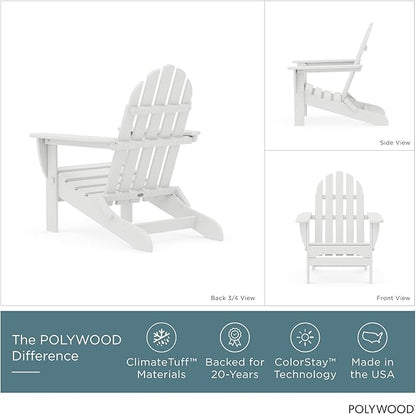 POLYWOOD AD5030WH Classic Folding Adirondack Chair, White 35.7 x 29 x 35.7 inches