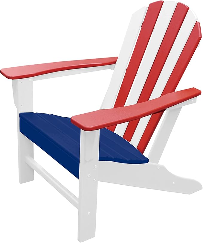 NewTechWood Atlantic Classic Curveback Plastic Weather Resistant Patio Adirondack Chair, Easy Installation, Widely Used in Outdoor, Fire Pit, Deck, Lawn, Outside, Garden Chairs (Patriot)